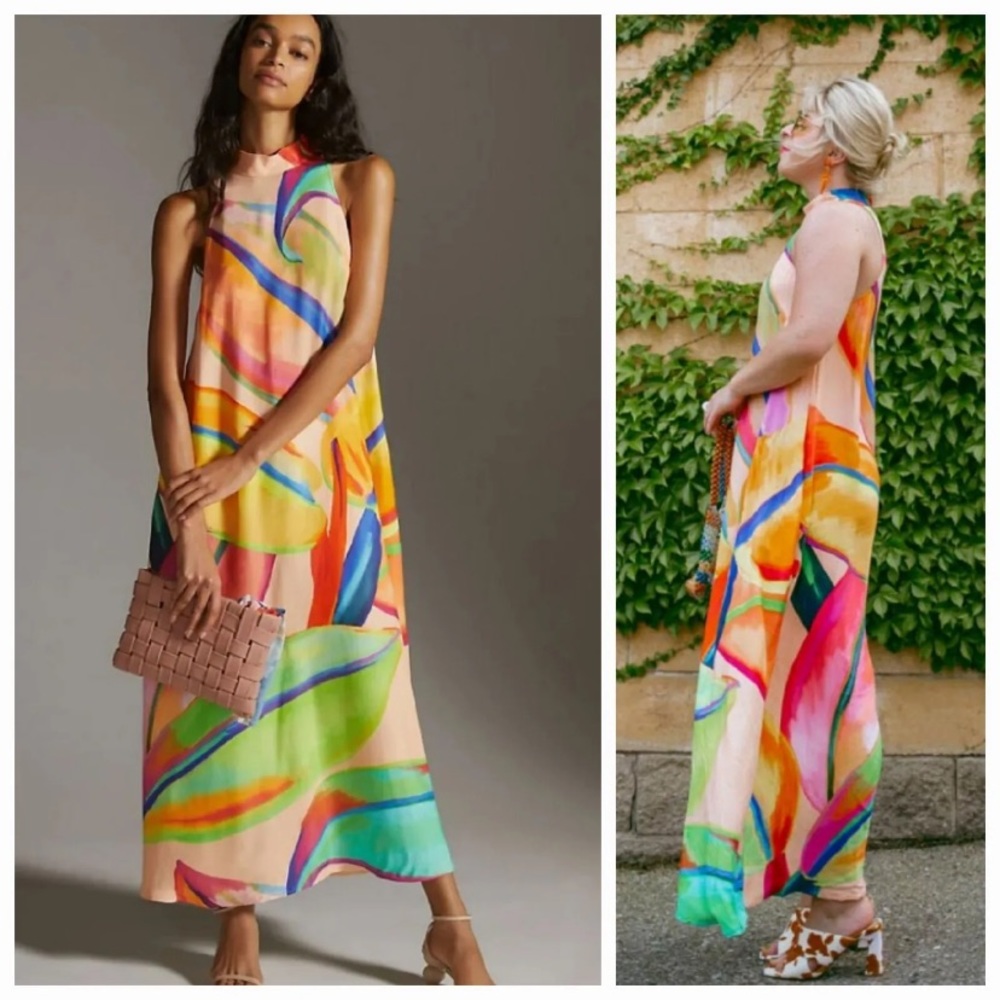 Small Anthropologie Farm Rio Halter Maxi Dress